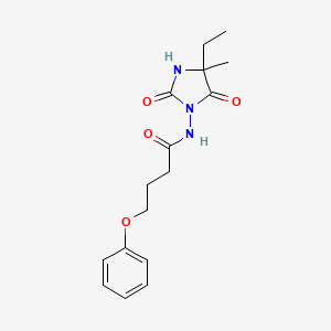 molecular formula C16H21N3O4 B6956038 N-(4-ethyl-4-methyl-2,5-dioxoimidazolidin-1-yl)-4-phenoxybutanamide 