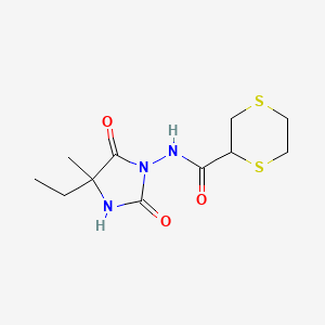 molecular formula C11H17N3O3S2 B6956058 N-(4-ethyl-4-methyl-2,5-dioxoimidazolidin-1-yl)-1,4-dithiane-2-carboxamide 