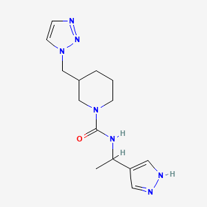 molecular formula C14H21N7O B6956082 N-[1-(1H-pyrazol-4-yl)ethyl]-3-(triazol-1-ylmethyl)piperidine-1-carboxamide 