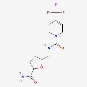 molecular formula C13H18F3N3O3 B6956130 N-[(5-carbamoyloxolan-2-yl)methyl]-4-(trifluoromethyl)-3,6-dihydro-2H-pyridine-1-carboxamide 