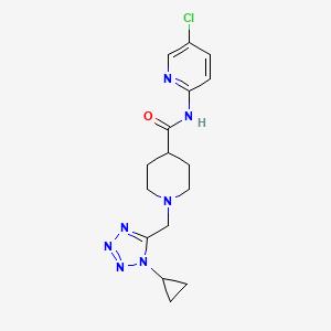 molecular formula C16H20ClN7O B6956225 N-(5-chloropyridin-2-yl)-1-[(1-cyclopropyltetrazol-5-yl)methyl]piperidine-4-carboxamide 