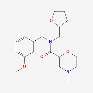 molecular formula C19H28N2O4 B6956231 N-[(3-methoxyphenyl)methyl]-4-methyl-N-(oxolan-2-ylmethyl)morpholine-2-carboxamide 