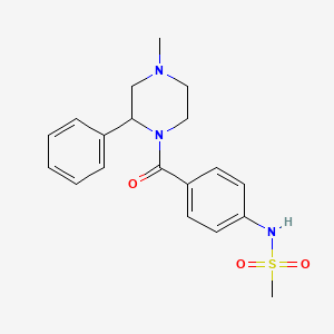 molecular formula C19H23N3O3S B6956237 N-[4-(4-methyl-2-phenylpiperazine-1-carbonyl)phenyl]methanesulfonamide 
