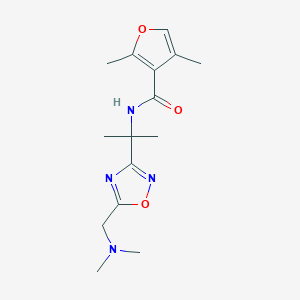 molecular formula C15H22N4O3 B6956249 N-[2-[5-[(dimethylamino)methyl]-1,2,4-oxadiazol-3-yl]propan-2-yl]-2,4-dimethylfuran-3-carboxamide 