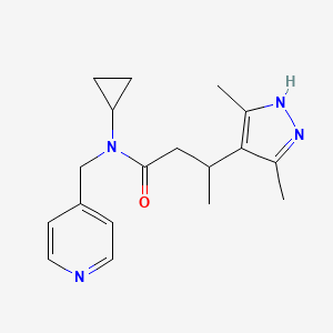 molecular formula C18H24N4O B6956350 N-cyclopropyl-3-(3,5-dimethyl-1H-pyrazol-4-yl)-N-(pyridin-4-ylmethyl)butanamide 