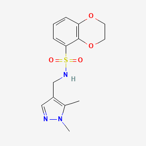 molecular formula C14H17N3O4S B6956404 N-[(1,5-dimethylpyrazol-4-yl)methyl]-2,3-dihydro-1,4-benzodioxine-5-sulfonamide 