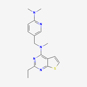 molecular formula C17H21N5S B6956410 N-[[6-(dimethylamino)pyridin-3-yl]methyl]-2-ethyl-N-methylthieno[2,3-d]pyrimidin-4-amine 
