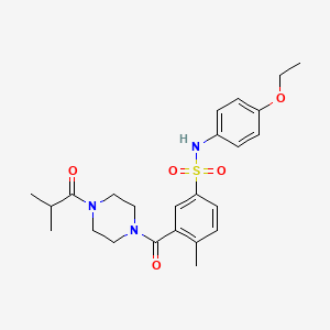 molecular formula C24H31N3O5S B6956421 N-(4-ethoxyphenyl)-4-methyl-3-[4-(2-methylpropanoyl)piperazine-1-carbonyl]benzenesulfonamide 