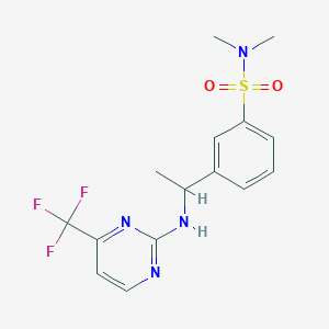 molecular formula C15H17F3N4O2S B6956548 N,N-dimethyl-3-[1-[[4-(trifluoromethyl)pyrimidin-2-yl]amino]ethyl]benzenesulfonamide 