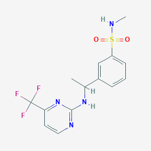 molecular formula C14H15F3N4O2S B6956560 N-methyl-3-[1-[[4-(trifluoromethyl)pyrimidin-2-yl]amino]ethyl]benzenesulfonamide 