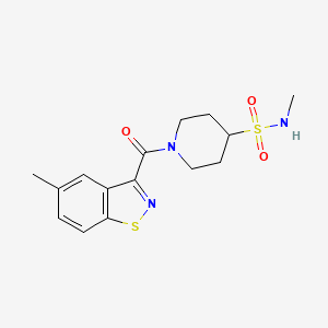 molecular formula C15H19N3O3S2 B6956571 N-methyl-1-(5-methyl-1,2-benzothiazole-3-carbonyl)piperidine-4-sulfonamide 