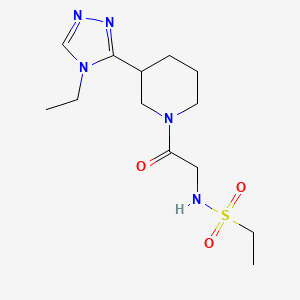 molecular formula C13H23N5O3S B6956574 N-[2-[3-(4-ethyl-1,2,4-triazol-3-yl)piperidin-1-yl]-2-oxoethyl]ethanesulfonamide 