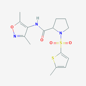molecular formula C15H19N3O4S2 B6956696 N-(3,5-dimethyl-1,2-oxazol-4-yl)-1-(5-methylthiophen-2-yl)sulfonylpyrrolidine-2-carboxamide 