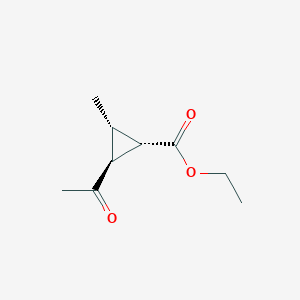 molecular formula C9H14O3 B069567 Cyclopropanecarboxylic acid, 2-acetyl-3-methyl-, ethyl ester, (1R,2R,3R)-rel- CAS No. 189628-51-1