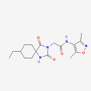 molecular formula C17H24N4O4 B6956704 N-(3,5-dimethyl-1,2-oxazol-4-yl)-2-(8-ethyl-2,4-dioxo-1,3-diazaspiro[4.5]decan-3-yl)acetamide 