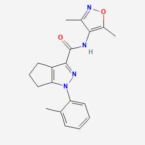 molecular formula C19H20N4O2 B6956710 N-(3,5-dimethyl-1,2-oxazol-4-yl)-1-(2-methylphenyl)-5,6-dihydro-4H-cyclopenta[c]pyrazole-3-carboxamide 