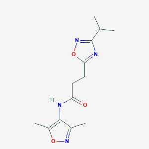 molecular formula C13H18N4O3 B6956717 N-(3,5-dimethyl-1,2-oxazol-4-yl)-3-(3-propan-2-yl-1,2,4-oxadiazol-5-yl)propanamide 