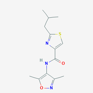 molecular formula C13H17N3O2S B6956718 N-(3,5-dimethyl-1,2-oxazol-4-yl)-2-(2-methylpropyl)-1,3-thiazole-4-carboxamide 