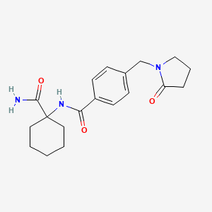 molecular formula C19H25N3O3 B6956744 N-(1-carbamoylcyclohexyl)-4-[(2-oxopyrrolidin-1-yl)methyl]benzamide 