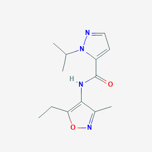 molecular formula C13H18N4O2 B6956878 N-(5-ethyl-3-methyl-1,2-oxazol-4-yl)-2-propan-2-ylpyrazole-3-carboxamide 