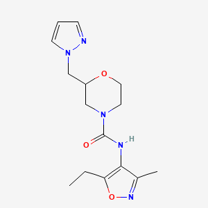 molecular formula C15H21N5O3 B6956918 N-(5-ethyl-3-methyl-1,2-oxazol-4-yl)-2-(pyrazol-1-ylmethyl)morpholine-4-carboxamide 