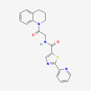 molecular formula C20H18N4O2S B6956959 N-[2-(3,4-dihydro-2H-quinolin-1-yl)-2-oxoethyl]-2-pyridin-2-yl-1,3-thiazole-5-carboxamide 