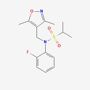 molecular formula C15H19FN2O3S B6956986 N-[(3,5-dimethyl-1,2-oxazol-4-yl)methyl]-N-(2-fluorophenyl)propane-2-sulfonamide 