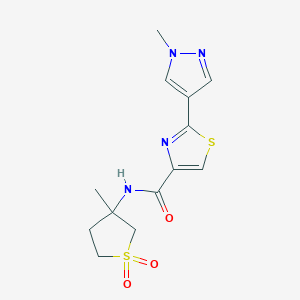 molecular formula C13H16N4O3S2 B6957008 N-(3-methyl-1,1-dioxothiolan-3-yl)-2-(1-methylpyrazol-4-yl)-1,3-thiazole-4-carboxamide 