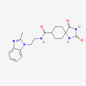 molecular formula C19H23N5O3 B6957055 N-[2-(2-methylbenzimidazol-1-yl)ethyl]-2,4-dioxo-1,3-diazaspiro[4.5]decane-8-carboxamide 