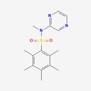 molecular formula C16H21N3O2S B6957123 N,2,3,4,5,6-hexamethyl-N-pyrazin-2-ylbenzenesulfonamide 