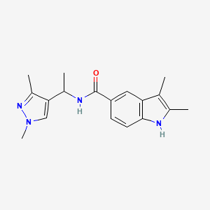 molecular formula C18H22N4O B6957136 N-[1-(1,3-dimethylpyrazol-4-yl)ethyl]-2,3-dimethyl-1H-indole-5-carboxamide 