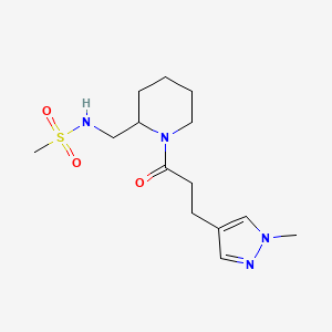 molecular formula C14H24N4O3S B6957163 N-[[1-[3-(1-methylpyrazol-4-yl)propanoyl]piperidin-2-yl]methyl]methanesulfonamide 