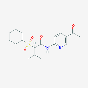 molecular formula C18H26N2O4S B6957175 N-(5-acetylpyridin-2-yl)-2-cyclohexylsulfonyl-3-methylbutanamide 