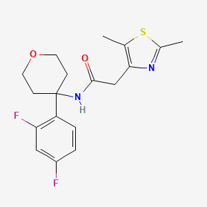 molecular formula C18H20F2N2O2S B6957191 N-[4-(2,4-difluorophenyl)oxan-4-yl]-2-(2,5-dimethyl-1,3-thiazol-4-yl)acetamide 