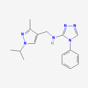 molecular formula C16H20N6 B6957215 N-[(3-methyl-1-propan-2-ylpyrazol-4-yl)methyl]-4-phenyl-1,2,4-triazol-3-amine 