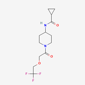 molecular formula C13H19F3N2O3 B6957254 N-[1-[2-(2,2,2-trifluoroethoxy)acetyl]piperidin-4-yl]cyclopropanecarboxamide 