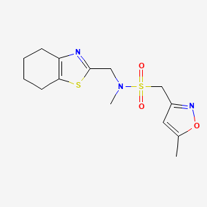 molecular formula C14H19N3O3S2 B6957289 N-methyl-1-(5-methyl-1,2-oxazol-3-yl)-N-(4,5,6,7-tetrahydro-1,3-benzothiazol-2-ylmethyl)methanesulfonamide 