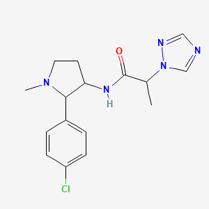 molecular formula C16H20ClN5O B6957299 N-[2-(4-chlorophenyl)-1-methylpyrrolidin-3-yl]-2-(1,2,4-triazol-1-yl)propanamide 