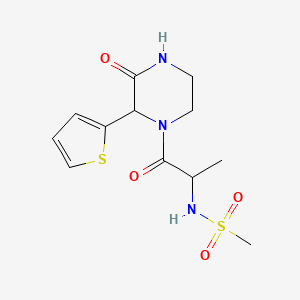 molecular formula C12H17N3O4S2 B6957322 N-[1-oxo-1-(3-oxo-2-thiophen-2-ylpiperazin-1-yl)propan-2-yl]methanesulfonamide 