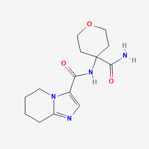 molecular formula C14H20N4O3 B6957328 N-(4-carbamoyloxan-4-yl)-5,6,7,8-tetrahydroimidazo[1,2-a]pyridine-3-carboxamide 