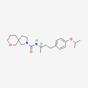 molecular formula C22H34N2O3 B6957407 N-[4-(4-propan-2-yloxyphenyl)butan-2-yl]-7-oxa-2-azaspiro[4.5]decane-2-carboxamide 