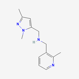 molecular formula C13H18N4 B6957440 N-[(2,5-dimethylpyrazol-3-yl)methyl]-1-(2-methylpyridin-3-yl)methanamine 