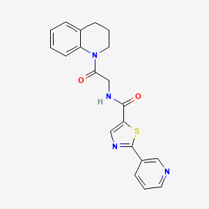 molecular formula C20H18N4O2S B6957498 N-[2-(3,4-dihydro-2H-quinolin-1-yl)-2-oxoethyl]-2-pyridin-3-yl-1,3-thiazole-5-carboxamide 