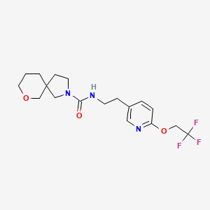 molecular formula C18H24F3N3O3 B6957502 N-[2-[6-(2,2,2-trifluoroethoxy)pyridin-3-yl]ethyl]-7-oxa-2-azaspiro[4.5]decane-2-carboxamide 