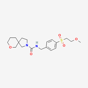 molecular formula C19H28N2O5S B6957535 N-[[4-(2-methoxyethylsulfonyl)phenyl]methyl]-7-oxa-2-azaspiro[4.5]decane-2-carboxamide 