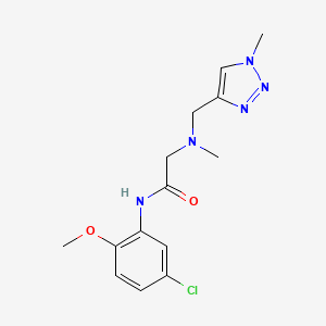 molecular formula C14H18ClN5O2 B6957574 N-(5-chloro-2-methoxyphenyl)-2-[methyl-[(1-methyltriazol-4-yl)methyl]amino]acetamide 