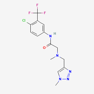 molecular formula C14H15ClF3N5O B6957575 N-[4-chloro-3-(trifluoromethyl)phenyl]-2-[methyl-[(1-methyltriazol-4-yl)methyl]amino]acetamide 