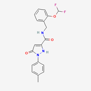 molecular formula C19H17F2N3O3 B6957639 N-[[2-(difluoromethoxy)phenyl]methyl]-2-(4-methylphenyl)-3-oxo-1H-pyrazole-5-carboxamide 