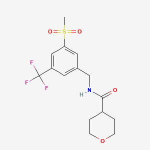 molecular formula C15H18F3NO4S B6957672 N-[[3-methylsulfonyl-5-(trifluoromethyl)phenyl]methyl]oxane-4-carboxamide 