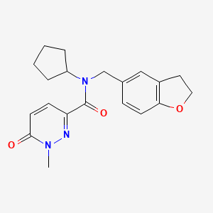 molecular formula C20H23N3O3 B6957681 N-cyclopentyl-N-(2,3-dihydro-1-benzofuran-5-ylmethyl)-1-methyl-6-oxopyridazine-3-carboxamide 